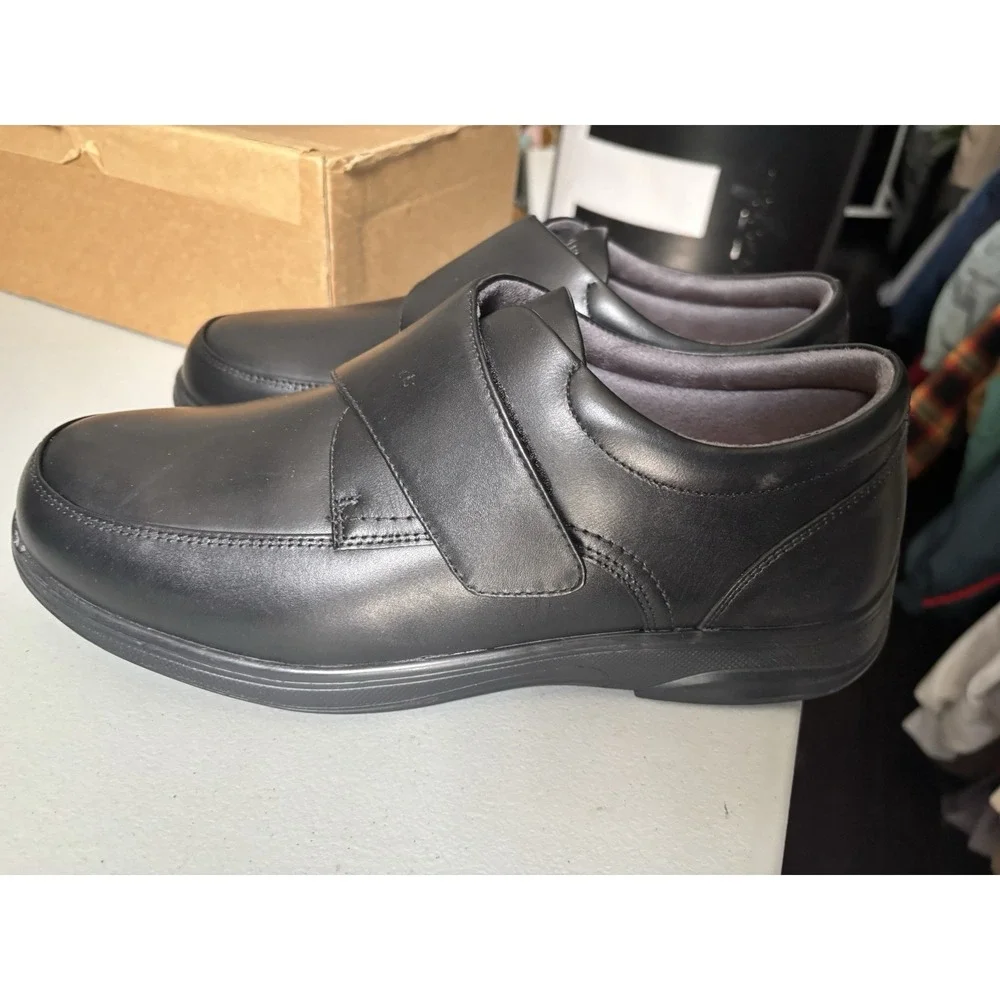 Anodyne No 28 Men's Casual Oxford Dress Shoes Black 11 Extra Wide XW Hook Loop